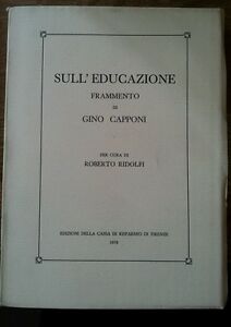 Sull Educazione Frammento Di Gino Capponi