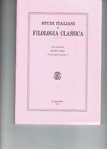 Studi Italiani Di Filologia Classica