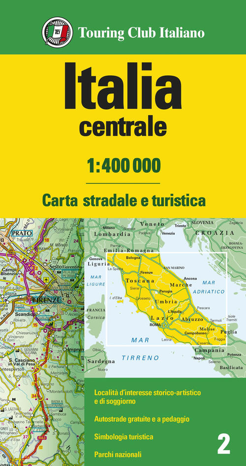 Italia Centrale 1:400.000. Carta Stradale E Turistica Touring 2021