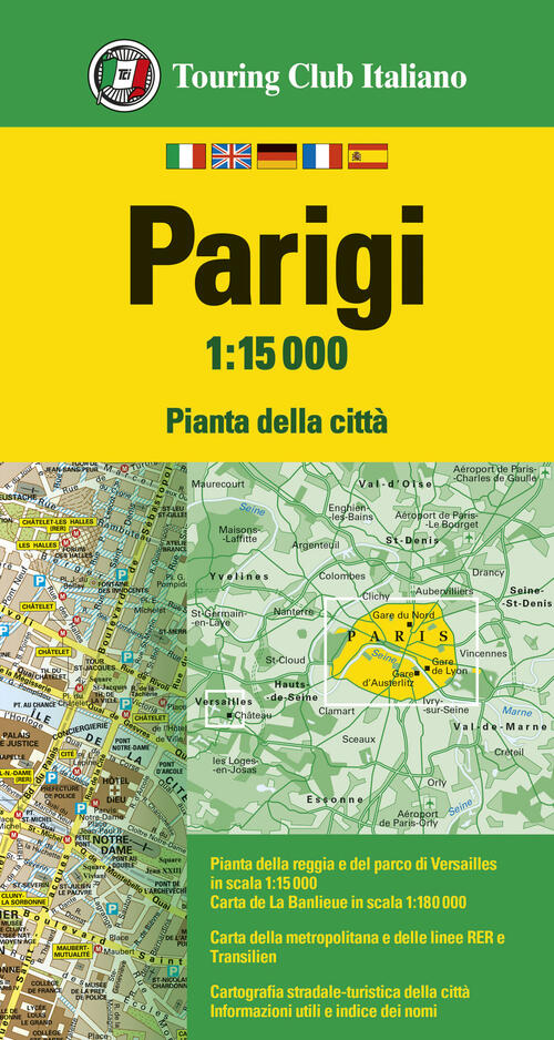 Parigi 1:15.000. Pianta Della Citta. Ediz. Multilingue Touring 2024