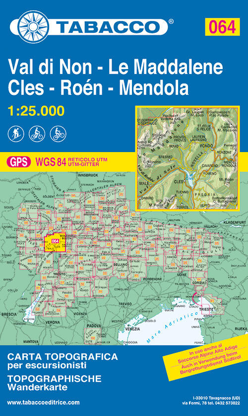 Val Di Non - Le Maddalene - Cles - Roen - Mendola 1:25.000 Tabacco 2016