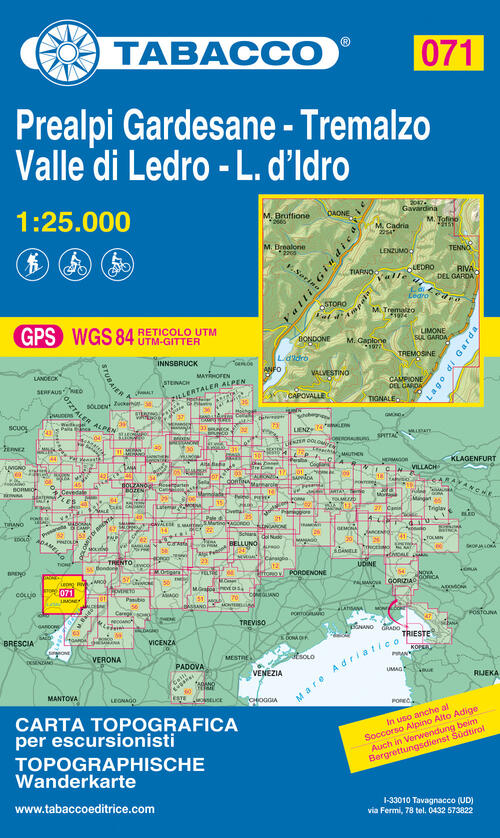 Giudicarie. Lago D'idro. Valle Di Ledro. Tremalzo. Carta Topografica In Scala