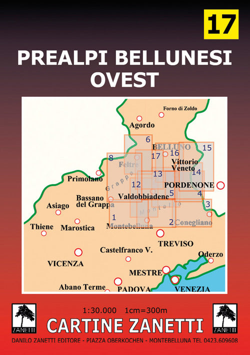 Prealpi Bellunesi Ovest 1:30.000 Cartograph Danilo Zanetti Editore 2009